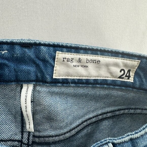 Rag & Bone Jeans Womens 24 Nina High Rise Ankle Cigarette Button Fly Denim Blue - Picture 10 of 14
